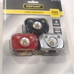 Defiant 3-PACK Led Headlamps 200 Lumens Waterproof Rechargeable Multicolor. Fixed Price $12.32.