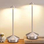 Newsee Cordless Led Table Lamp, 5000MAH Rechargeable, Set Of 2, Brushed Nickel. Fixed Price $104.99.