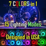 New Bicycle Bike Wheel Lights 7 Colors 1 Led String Fits Any Spoke Rim Tires. Fixed Price $6.99.