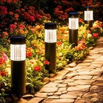 Glosola Solar Pathway Lights Outdoor 4 Pack, Stainless Steel Black. Fixed Price $60.99.