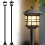 Partphoner 78" Solar Lamp Post Light Outdoor 2 Pack, Black. Fixed Price $57.11.