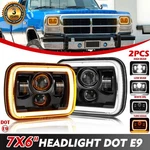 Pair 5X7" 7X6" Led Headlights Halo Drl For Dodge W250 D350 Ramcharger. Fixed Price $89.99.