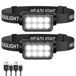 Sogdeco Rechargeable Headlamp Flashlight 2-PACK, 8 Led 2500 Lumen Black. Fixed Price $38.21.
