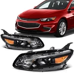 Scitoo Pair Set Headlights Assembly For 2016-2018 Chevrolet Malibu Black Amber. Fixed Price $135.99.