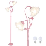 Hmvpl Pink Flower Floor Lamp, Floral Standing With 2 Led 5W Blubs,. Fixed Price $111.31.
