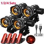 Sets Usb Rechargeable Led Bicycle Headlight Bike Front Rear Lamp Cycling. Fixed Price $22.99.