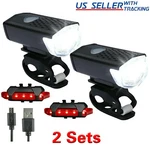 2 Sets Usb Rechargeable Led Bicycle Headlight Bike Front Rear Lamp Cycling New. Fixed Price $7.99.