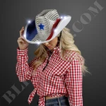 Red White Blue Cowboy Hat W/ Leds -fun Light Up 4TH Of July. Fixed Price $24.97.