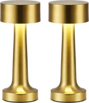 Pusu Cordless Led Gold Small Lamps Set Of 2, Portable Rechargeable 4000MAH. Fixed Price $49.97.