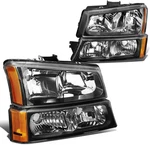 Headlights Black Amber Compatible 2003-2006 Chevy Silverado Avalanche Dna Models. Fixed Price $122.36.