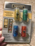 New Defiant 4 Pack Mini Dual-led Keychain Light ( Modes ). Fixed Price $12.99.