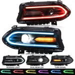 Pair Rgb Colorful Headlights For 2015-2023 Dodge Charger Drl Led Halogen Lamps. Fixed Price $373.73.