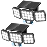 Wdtpro 2 Pack Solar Flood Lights 3500LM Upgrade Glass Panel Motion Sensor 3-HEAD. Fixed Price $45.57.