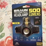 Braun Professional Swivel Headlamp 500 Lumens Item 70752. Fixed Price $25.00.