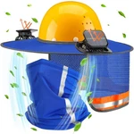 1 Set Sun Hard Hat Shade Full Brim Visor With Solar Fans And Nec.... Fixed Price $43.68.