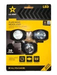U.s. Army Adjustable Elastic 3 Led Super Bright Frontal Headlamp 20 Lumens Each. Fixed Price $20.95.