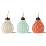 Tiki 6 Pastel Ivory Pink & Blue Glass Outdoor Table Torches 3 Pack Seaside Wick. Fixed Price $59.99.