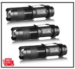 Ultrafire 3 Pack Mini Flashlights Focus Adjustable SK68 Single Mode Tactical Led. Fixed Price $19.90.