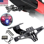 Black Motorcycle License Plate Holder Mount Led Tail Light Fender Eliminator Kit. Fixed Price $27.99.