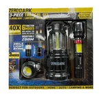 Zero Dark 3-PIECE Tactical Set Flashlight, Lantern, Headlamp. Fixed Price $19.99.