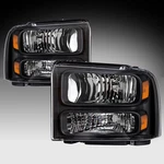 2005-2007 Ford F250 F350 F450 F550 Super Duty Black Headlights Lamps Pair. Fixed Price $64.98.