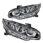 Headlight Assembly For 2016-2020 Civic, Amber Reflctor Clear Lens Chrome Hous.... Fixed Price $268.47.