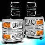 For 2014-2015 Silverado Led Drl+u-strip Projector Headlight/lamps Chrome/amber. Fixed Price $254.99.