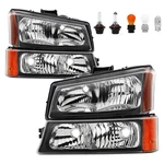 Black Housing Amber Headlights Headlamp Assembly W/bulbs Compatible With 2003.... Fixed Price $106.68.