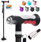 Bigalex Folding Walking Cane With Two Led Lights For Elderly Solid Base Adjustab. Fixed Price $51.77.