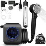 Portable Camping Shower With Heater, 8000MAH Battery, 5 Speeds, IPX8. Fixed Price $99.99.
