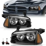 Tusdar Halogen Headlight Assembly For 06-10 Dodge Charger W/ Amber Reflector 4PC. Fixed Price $142.99.