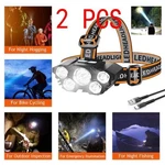 2PACKS 25000LM Led Headlamp Rechargeable Headlight Zoomable Torch Lamp#&+#-. Fixed Price $9.32.