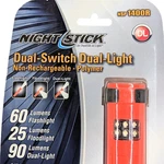 Dual-switch Dual-light Night Stick Flashlight 60-25-90 Lumens Water Resistant. Fixed Price $19.95.