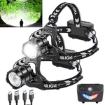 Yougaany 2-PACK 3000LM Ultra Bright Rechargeable Led Headlamp, IPX7, Adj. Zoom. Fixed Price $53.77.