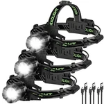 Kungf 3-PACK Rechargeable Led Headlamps Super Bright 99K Lumens, IPX6 Adjust.. Fixed Price $75.11.
