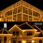 Toodour 1224 Led 100FT Outdoor Christmas Icicle Lights, 8 Modes Fairy String. Fixed Price $142.18.