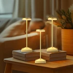 Funtaphanta 3 Pack 7.67IN Small Cordless Table Lamps Gold-c. Fixed Price $56.17.