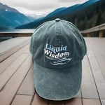 Liquid Wisdom Lite Blue White On Teal Hat Cap Leather Strap Buckle Mesh Lining. Fixed Price $11.99.