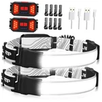 Rechargeable Headlamp, 230 Wide-angle 1000 Lumens BLACK(2-PACK). Fixed Price $33.96.