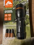Ozark Trail 420 Lumen Led Flashlight Focus Beam IPX4 Waterproof + Batteries. Fixed Price $15.00.