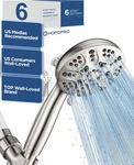 6-MODE High Pressure Handheld Shower Head With Hose, Bracket & Washers. Fixed Price $60.48.