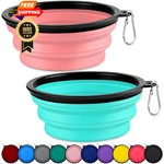 Paercute Collapsible Dog Bowl, Lightweight And Portable, 02-PINK+TIFINY Blue. Fixed Price $23.98.