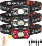 3-PACK Rechargeable Led Headlamp With Red Light Motion Sensor 5 Modes. Fixed Price $56.64.
