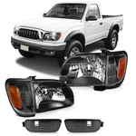 Headlights Assembly+bumper For 2001-2004 Toyota Tacoma Black Housing L+r. Fixed Price $85.99.