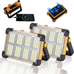Pack 120W Solar Rechargeable Work Light, 144 Led 10000LM Portable Yellow. Fixed Price $53.58.
