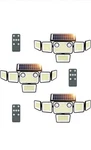 Szpower Solar Outdoor Lights, 6 Heads Powered Flood Black, Remote Control 3 Pack. Fixed Price $62.99.