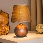 Table With Wooden Base Fabric Lampshade,desk Bedside Small 6F.... Fixed Price $63.23.