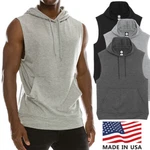 Mens Workout Hoodie Sleeveless Vest Muscle Tank Tops Gym Fitness Bodybuilding. Fixed Price $26.47.