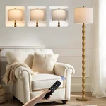 Bobomomo 62" Rustic Farmhouse Floor Lamp, Antique Gold, Remote, Dimmable 9W Led. Fixed Price $127.98.