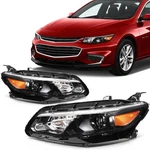 Scitoo Pair Set Headlights Assembly For 2016-2018 Chevrolet Malibu Black Amber. Fixed Price $145.99.